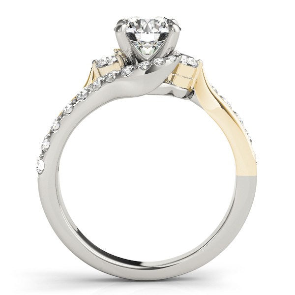 14k White And Yellow Gold Round Bypass Diamond Engagement Ring (1 1/2 cttw) - Premium Rings - Just $7425.99! Shop now at Pulse Designer Fashion