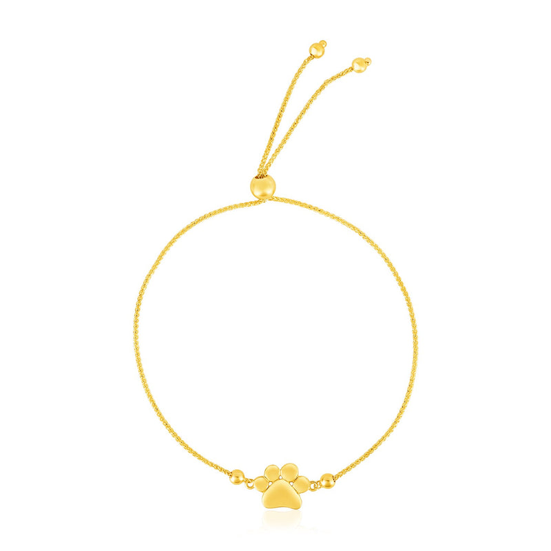 14k Yellow Gold Adjustable Paw Print Bracelet - Premium Bracelets - Just $393.99! Shop now at Pulse Designer Fashion