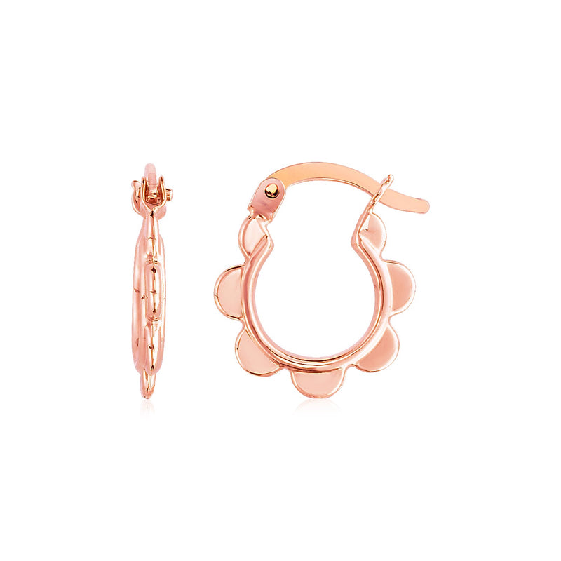 14k Rose Gold Scalloped Hoop Earrings - Premium Earrings - Just $186.99! Shop now at Pulse Designer Fashion