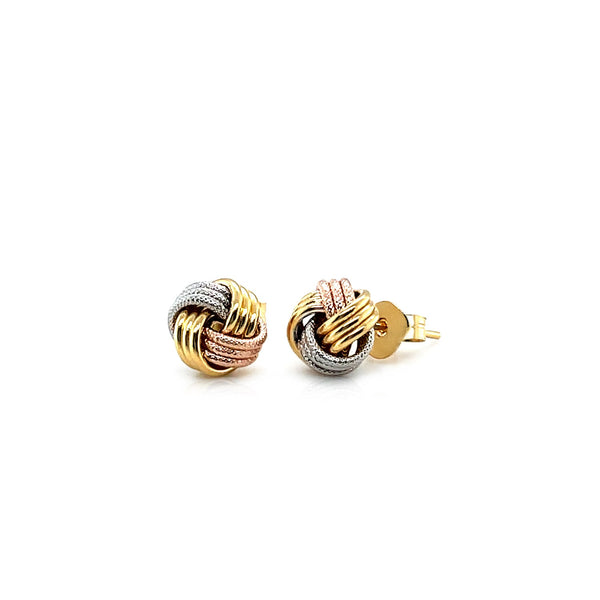 Love Knot Post Earrings in 14k Tri Color Gold - Premium Earrings - Just $279.99! Shop now at Pulse Designer Fashion