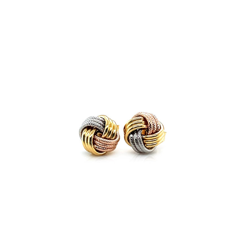 Love Knot Post Earrings in 14k Tri Color Gold - Premium Earrings - Just $279.99! Shop now at Pulse Designer Fashion