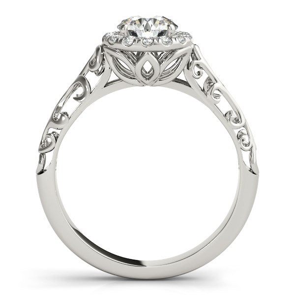 14k White Gold Halo Antique Style Round Diamond Engagement Ring (5/8 cttw) - Premium Rings - Just $3825.99! Shop now at Pulse Designer Fashion