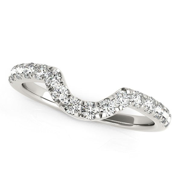 14k White Gold Curved Diamond Wedding Band (3/8 cttw) - Premium Rings - Just $1587.99! Shop now at Pulse Designer Fashion