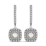 14k White Gold Double Halo Cushion Outer Shaped Diamond  Earrings (3/4 cttw) - Premium Earrings - Just $3415.99! Shop now at Pulse Designer Fashion