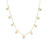 14k Yellow Gold Necklace with Round Diamond Charms - Premium Necklaces - Just $1959.99! Shop now at Pulse Designer Fashion