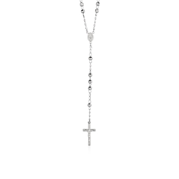 Rosary Chain and Large Bead Necklace in Sterling Silver - Premium Necklaces - Just $212.99! Shop now at Pulse Designer Fashion