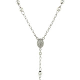 Rosary Chain and Large Bead Necklace in Sterling Silver - Premium Necklaces - Just $212.99! Shop now at Pulse Designer Fashion