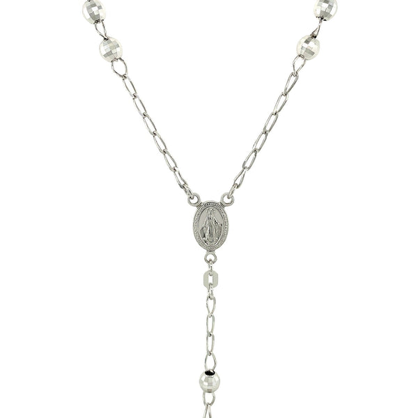 Rosary Chain and Large Bead Necklace in Sterling Silver - Premium Necklaces - Just $212.99! Shop now at Pulse Designer Fashion