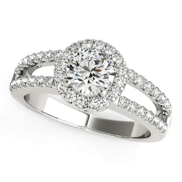 14k White Gold Round Diamond Split Shank Design Engagement Ring (7/8 cttw) - Premium Rings - Just $4557.99! Shop now at Pulse Designer Fashion