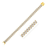 14k Two Tone Gold 8 1/4 inch Curb Chain Bracelet with White Pave - Premium Bracelets - Just $2095.99! Shop now at Pulse Designer Fashion