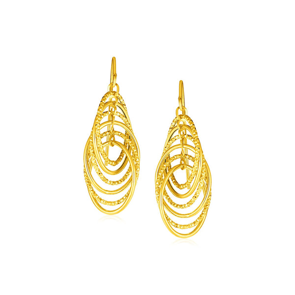 14k Yellow Gold Post Earrings with Graduated Spiral Dangles - Premium Earrings - Just $513.99! Shop now at Pulse Designer Fashion