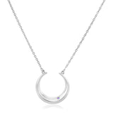 Sterling Silver 18 inch Moon Motif Necklace with Diamond - Premium Necklaces - Just $126.99! Shop now at Pulse Designer Fashion