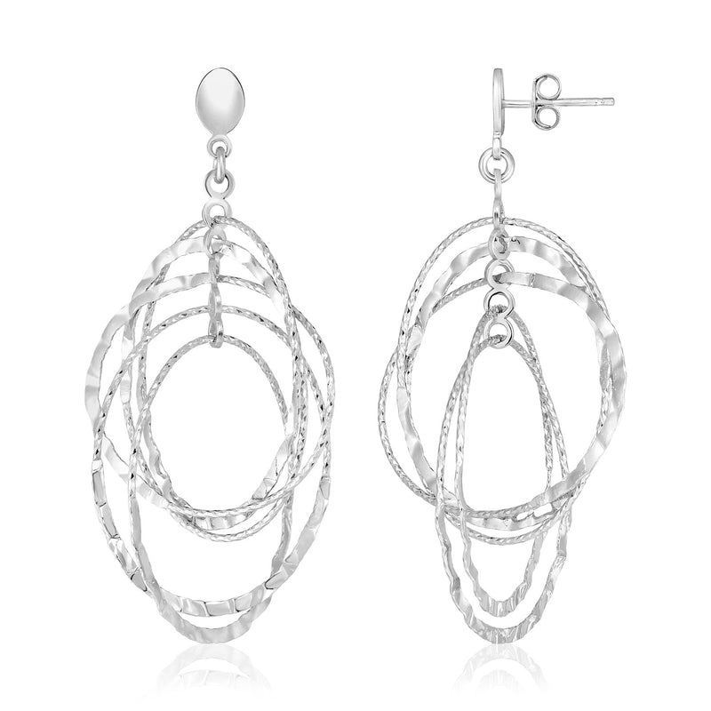 Sterling Silver Textured Oval Dangle Earrings - Premium Earrings - Just $112.99! Shop now at Pulse Designer Fashion