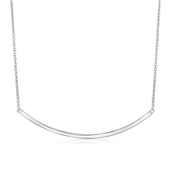 Sterling Silver Polished Curved Bar Necklace - Premium Necklaces - Just $49.99! Shop now at Pulse Designer Fashion