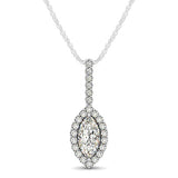 Marquis Shape Diamond Halo Pendant in 14k White Gold (2/3 cttw) - Premium Necklaces - Just $5700.99! Shop now at Pulse Designer Fashion