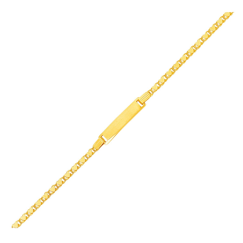 14k Yellow Gold Childrens Heart Link ID Bracelet - Premium Bracelets - Just $555.99! Shop now at Pulse Designer Fashion