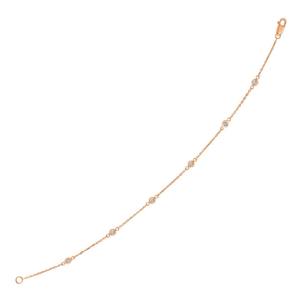 14k Rose Gold 7 inch Bracelet with Diamond Stations - Premium Bracelets - Just $1414.99! Shop now at Pulse Designer Fashion