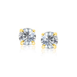 14k Yellow Gold Stud Earrings with White Hue Faceted Cubic Zirconia - Premium Earrings - Just $124.99! Shop now at Pulse Designer Fashion