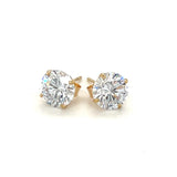 14k Yellow Gold Stud Earrings with White Hue Faceted Cubic Zirconia - Premium Earrings - Just $124.99! Shop now at Pulse Designer Fashion