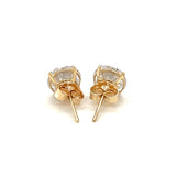 14k Yellow Gold Stud Earrings with White Hue Faceted Cubic Zirconia - Premium Earrings - Just $124.99! Shop now at Pulse Designer Fashion