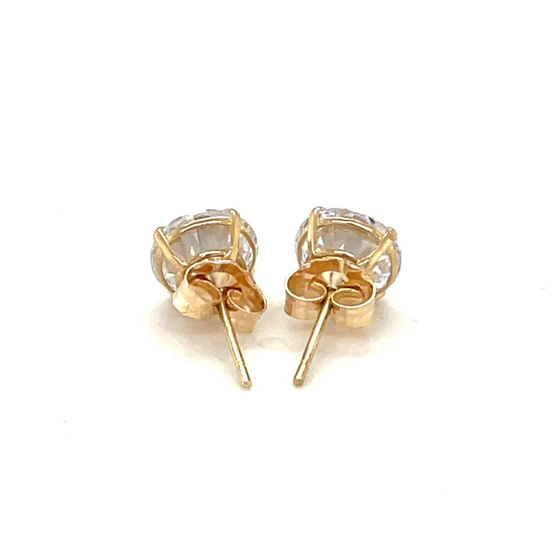 14k Yellow Gold Stud Earrings with White Hue Faceted Cubic Zirconia - Premium Earrings - Just $124.99! Shop now at Pulse Designer Fashion