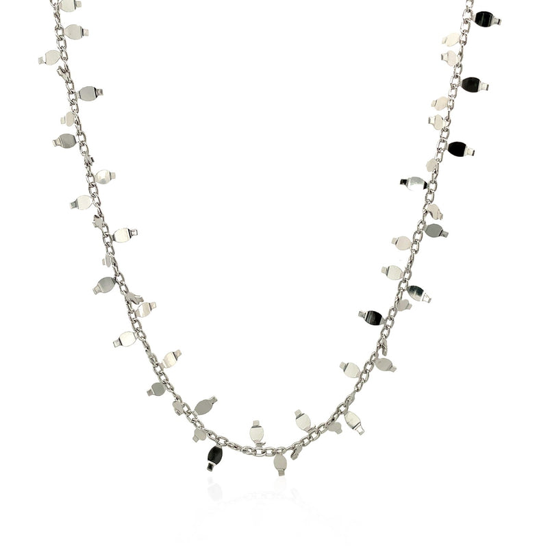 Sterling Silver 18 inch Leaf Motif Chain Necklace - Premium Necklaces - Just $98.99! Shop now at Pulse Designer Fashion