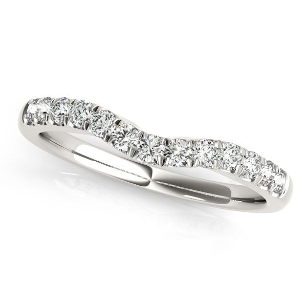 14k White Gold Diamond Curved Design Wedding Band (1/4 cttw) - Premium Rings - Just $1359.99! Shop now at Pulse Designer Fashion