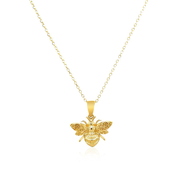 14K Yellow Gold Bee Necklace - Premium Necklaces - Just $368.99! Shop now at Pulse Designer Fashion