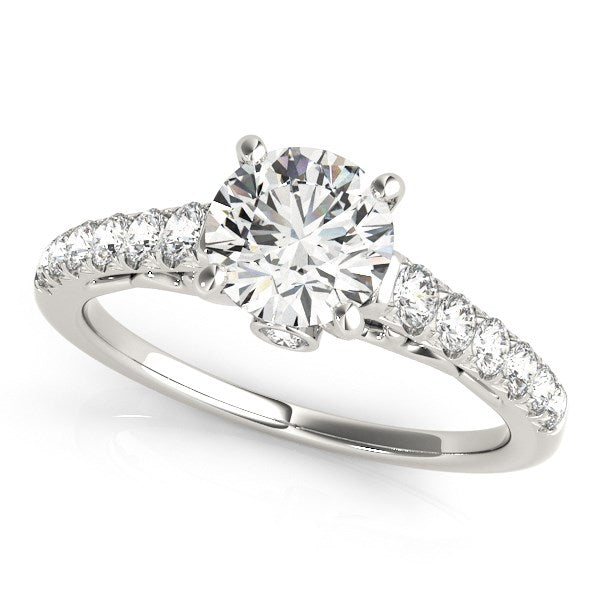 14k White Gold Scalloped Single Row Band Diamond Engagement Ring (1 3/8 cttw) - Premium Rings - Just $7303.99! Shop now at Pulse Designer Fashion