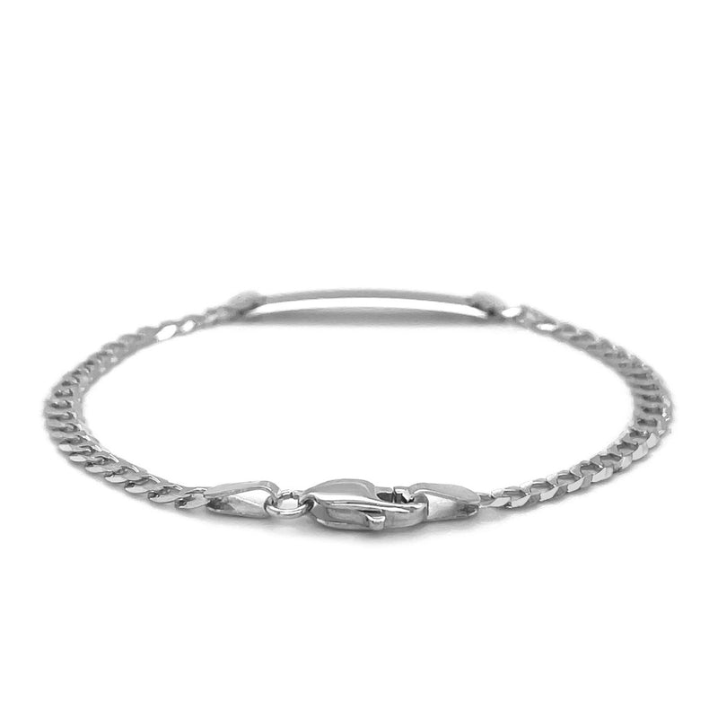 14k White Gold Curb Link Chain Polished Children's ID Bracelet - Premium Bracelets - Just $493.99! Shop now at Pulse Designer Fashion