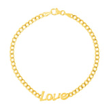 14k Yellow Gold 7 inch Curb Chain Love Bracelet - Premium Bracelets - Just $525.99! Shop now at Pulse Designer Fashion