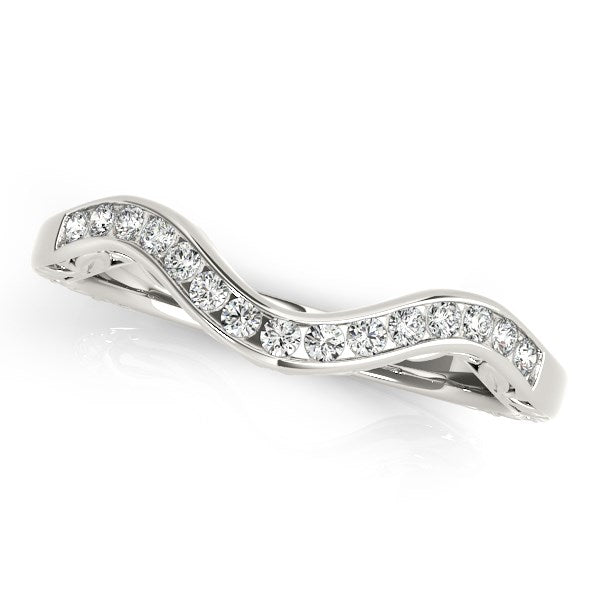 14k White Gold Curved Diamond Wedding Ring (1/10 cttw) - Premium Rings - Just $1542.99! Shop now at Pulse Designer Fashion