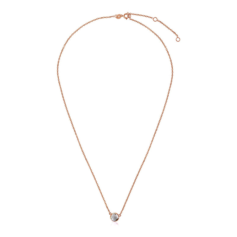 14k Rose Gold 17 inch Necklace with Round White Topaz - Premium Necklaces - Just $431.99! Shop now at Pulse Designer Fashion