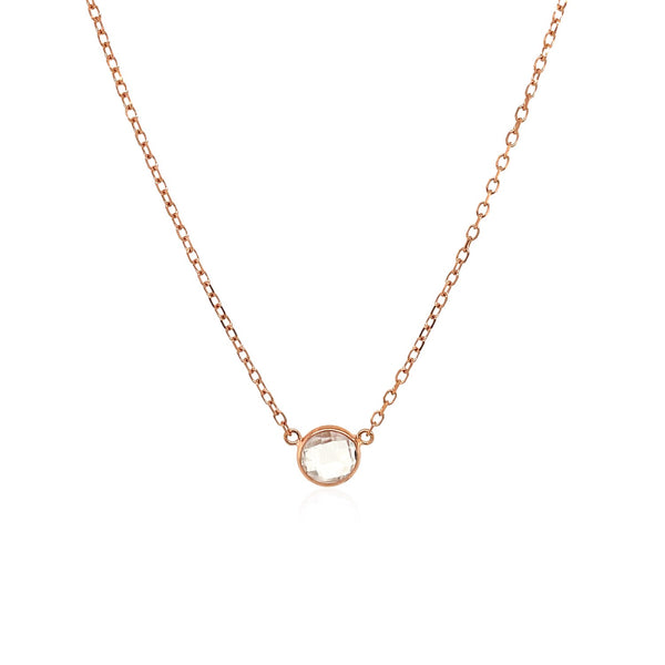 14k Rose Gold 17 inch Necklace with Round White Topaz - Premium Necklaces - Just $431.99! Shop now at Pulse Designer Fashion