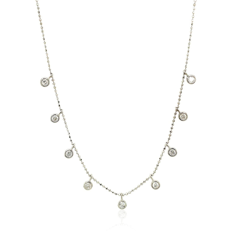 14k White Gold Necklace with Round Diamond Charms - Premium Necklaces - Just $1959.99! Shop now at Pulse Designer Fashion