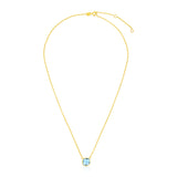 14k Yellow Gold 17 inch Necklace with Cushion Blue Topaz - Premium Necklaces - Just $433.99! Shop now at Pulse Designer Fashion