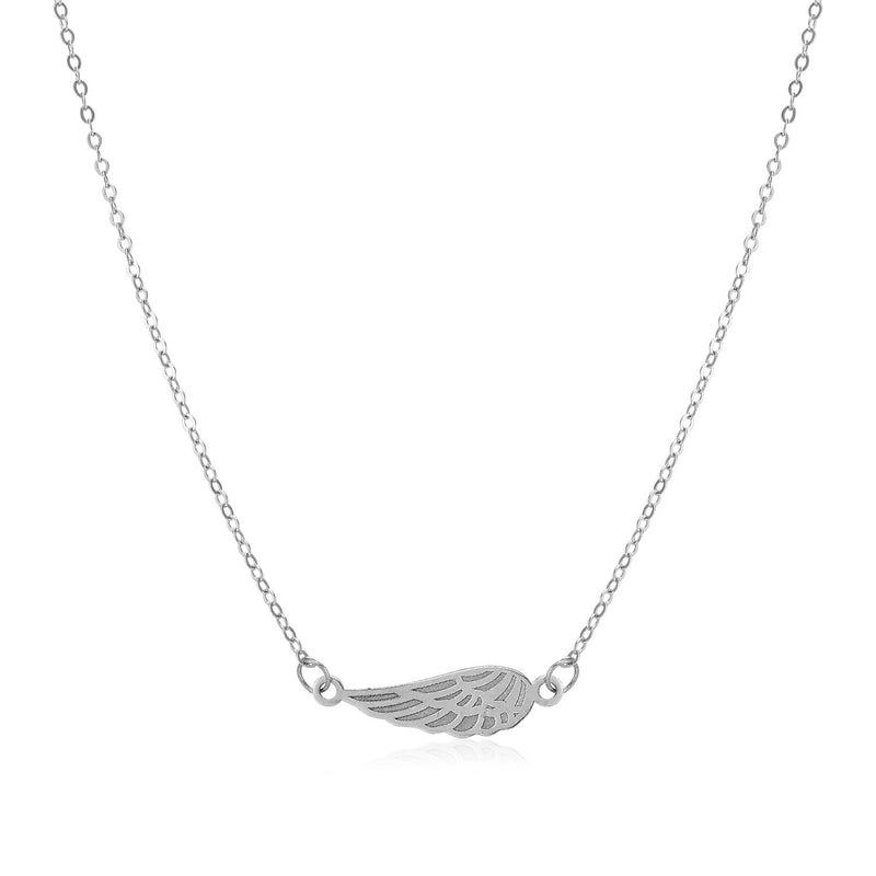 14K White Gold Angel Wing Necklace - Premium Necklaces - Just $293.99! Shop now at Pulse Designer Fashion