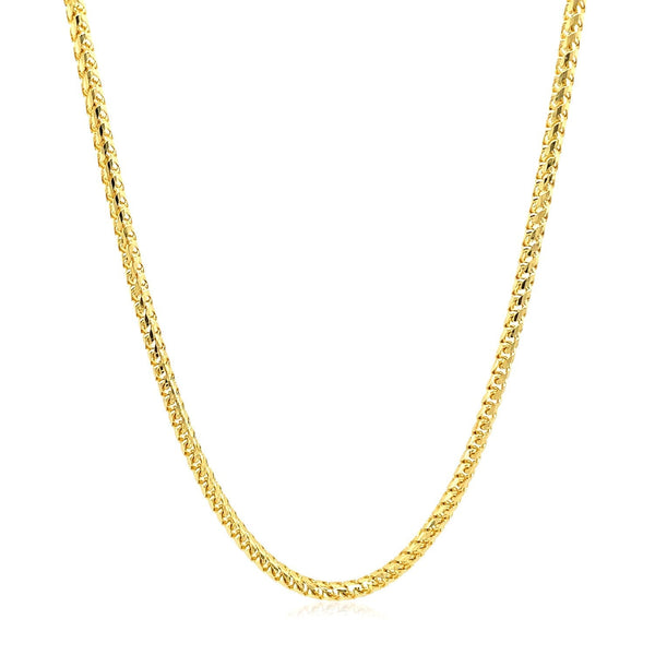 2.2mm 14k Yellow Solid Gold Diamond Cut Round Franco Chain - Premium Chains - Just $1721.99! Shop now at Pulse Designer Fashion