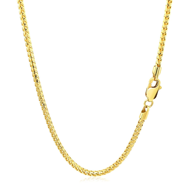 2.2mm 14k Yellow Solid Gold Diamond Cut Round Franco Chain - Premium Chains - Just $1721.99! Shop now at Pulse Designer Fashion