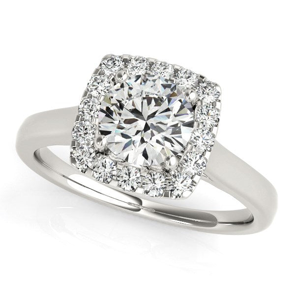 14k White Gold Square Shape Border Diamond Engagement Ring (1 1/3 cttw) - Premium Rings - Just $7202.99! Shop now at Pulse Designer Fashion