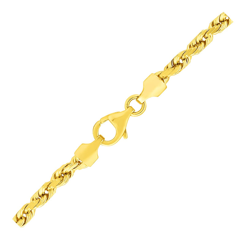 3.5mm 10k Yellow Gold Solid Diamond Cut Rope Bracelet - Premium Bracelets - Just $638.99! Shop now at Pulse Designer Fashion