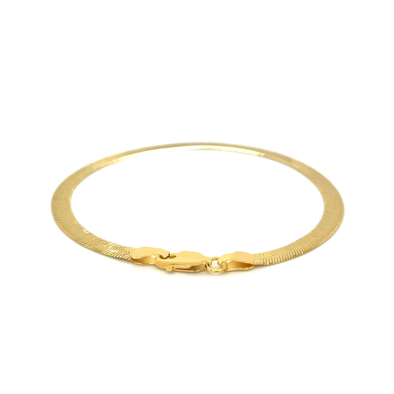 4.0mm 14k Yellow Gold Super Flex Herringbone Bracelet - Premium Bracelets - Just $494.99! Shop now at Pulse Designer Fashion