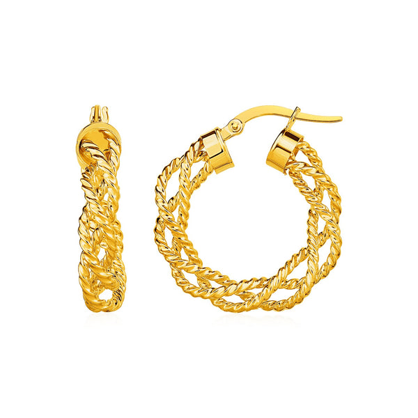 Textured Braided Hoop Earrings in 14k Yellow Gold - Premium Earrings - Just $565.99! Shop now at Pulse Designer Fashion