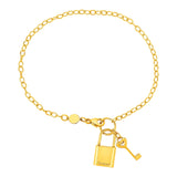 Bracelet with Lock and Key in 14k Yellow Gold - Premium Bracelets - Just $855.99! Shop now at Pulse Designer Fashion