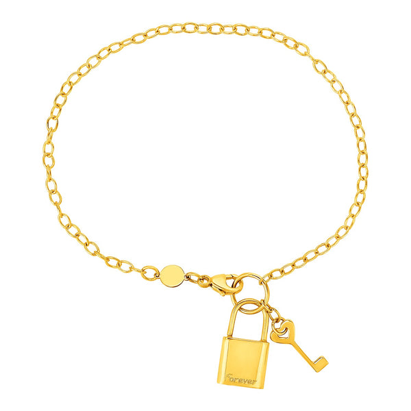 Bracelet with Lock and Key in 14k Yellow Gold - Premium Bracelets - Just $855.99! Shop now at Pulse Designer Fashion