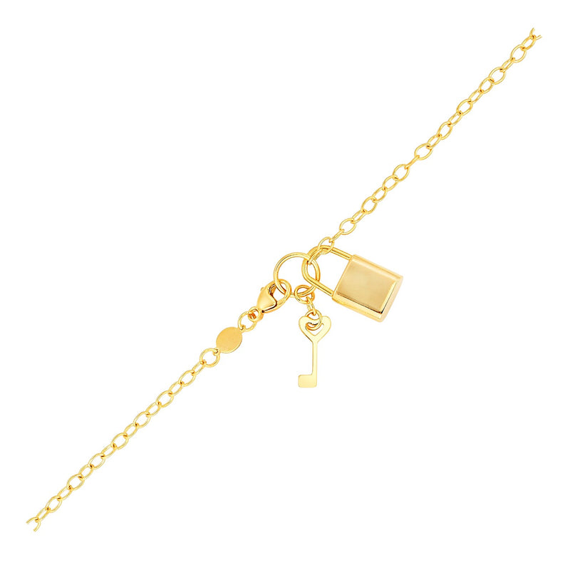 Bracelet with Lock and Key in 14k Yellow Gold - Premium Bracelets - Just $855.99! Shop now at Pulse Designer Fashion