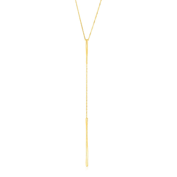 14k Yellow Gold Lariat Necklace with Polished Twisted Bars - Premium Necklaces - Just $571.99! Shop now at Pulse Designer Fashion