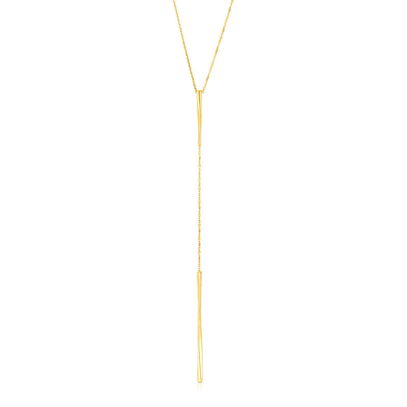 14k Yellow Gold Lariat Necklace with Polished Twisted Bars - Premium Necklaces - Just $571.99! Shop now at Pulse Designer Fashion