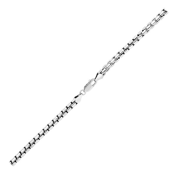 Sterling Silver Rhodium Plated Round Box Bracelet (5.2 mm) - Premium Bracelets - Just $208.99! Shop now at Pulse Designer Fashion