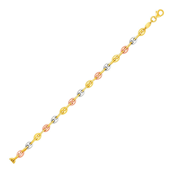 14k Tri Color Gold Mariner Link Bracelet - Premium Bracelets - Just $883.99! Shop now at Pulse Designer Fashion